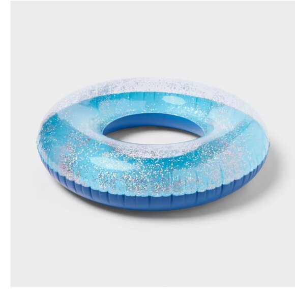 42" Ring Tube with Glitter - Sun Squad Light Blue: Inflatable Pool Toy - NIB - Picture 4 of 5